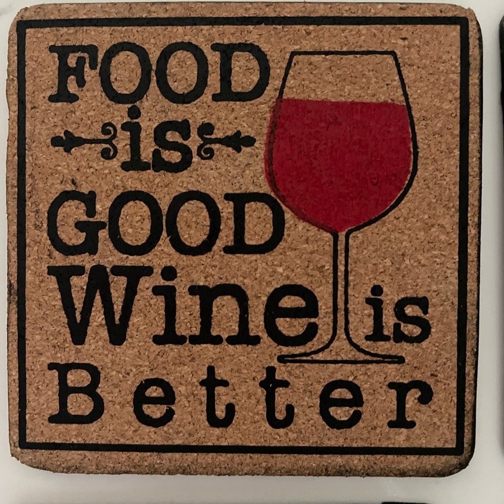 6 Cork Coasters with Wine Design